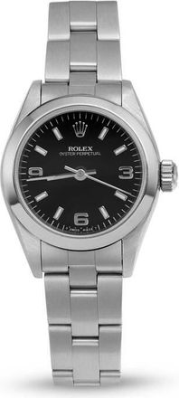 Rolex Pre-owned Rolex Oyster Perpetual Automatic Chronometer Black Dial Ladies Watch 67180