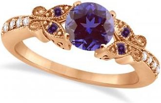 Allurez Butterfly Alexandrite & Diamond Engagement Ring 18K Rose Gold.88ct