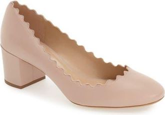 Chlo&eacute; Lauren Scalloped Pump in Pink Tea Leather at Nordstrom, Size 4Us