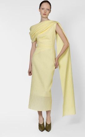 Roksanda Ilincic Maite Asymmetric Textured Midi Dress in Limoncello at Nordstrom, Size 10