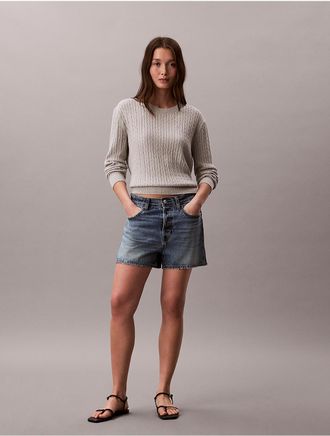 Calvin Klein Jeans Calvin Klein Womens Cotton Cable Knit Sweater - Medium Grey - XL