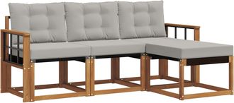vidaXL Conjunto De Sof&aacute;s De Exterior 4 Uds. Gris Natural Y Claro Vidaxl
