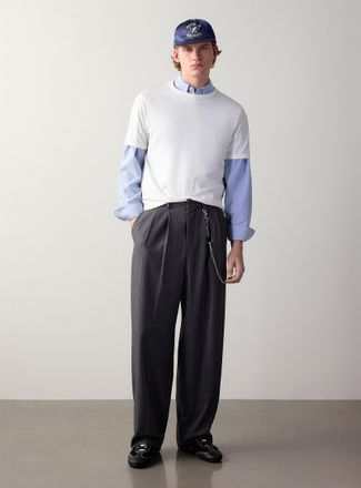 Djab Mens Pinstripe pleated pant Loose fit Imported from Seoul