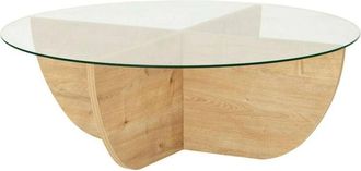 Dmora Mesa De Caf&eacute; Dpere, Mesa De Centro Baja, Revistero Para Sof&aacute;, Estante De La Sala De Estar, 90x90h30 Cm, Roble - Dmora