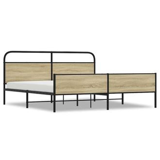 Berkfield Home Metal Bed Frame without Mattress Sonoma Oak 180x200 cm Super King in Brown