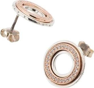 Pandora Orecchini a lobo Signature Two Tone Logo & Pav&eacute; - - Accessories - Donna - Bianco - ONE SIZE