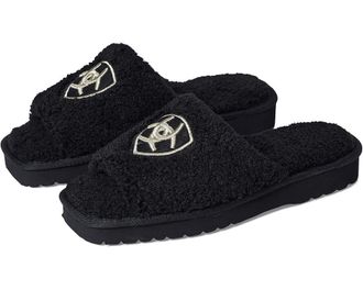 Ariat Ariat Cozy AR2697-001 Slipper Womens Black Fleece Embroidery Slide RHS5400