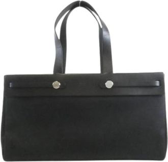 Herm&egrave;s Pre-owned Toile Officier Tote - Dames - Vintage Shopper - Zwart - ONE Size - Vintage