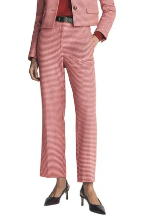 Boden Canonbury Ankle Trousers in Pink/brown Puppytooth at Nordstrom, Size 14