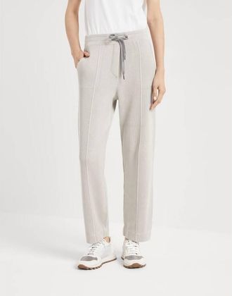 Brunello Cucinelli Light Grey Relaxed Trousers, Size Small