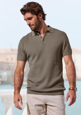John Devin Poloshirt JOHN DEVIN - Strick Poloshirt, Regular fit, Herren, Gr. XXL, taupe, Strick, Obermaterial: 100% Baumwolle, regular fit normal, Rundhals, Ripp