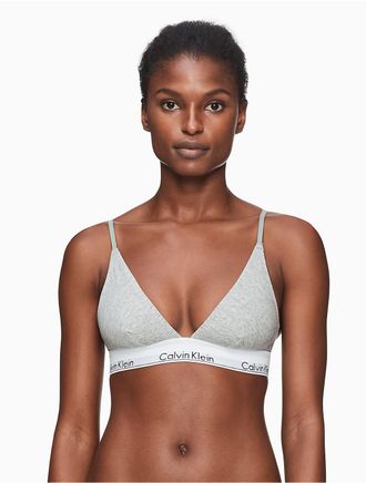 Calvin Klein Womens Icon Cotton Modal Unlined Triangle Bralette - Grey - XS