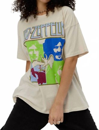 Daydreamer Led Zepplin Four Square Merch Boyfriend T Shirt In Dirty White