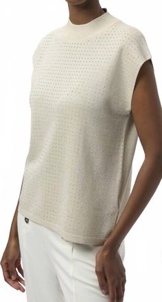 Joseph Ribkoff High Neck Pullover Top In Birch/silver