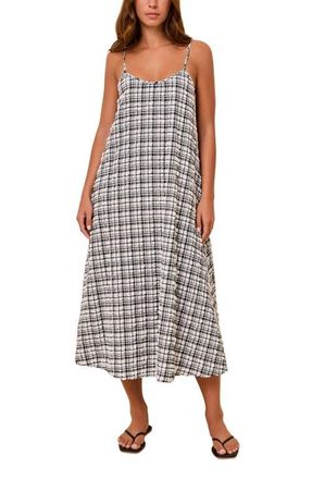 Solid & Striped The Lois Check Sleeveless Maxi Dress in Noir at Nordstrom, Size X-Small