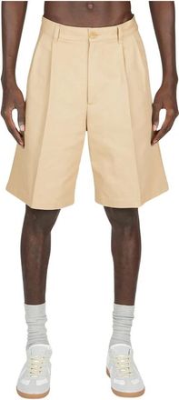 Gucci Korte Broeken, Heren, Beige, S, Katoen, Gevouwen Pliss&eacute; Shorts
