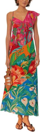 Farm Rio Farm Rio Mixed Flowery Ruffle One Strap Midi Dress