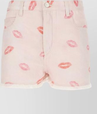 Isabel Marant printed shorts belt loops pockets hem