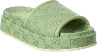 Gucci Gg Canvas & Leather Platform Sandal