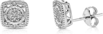 Vir Jewels 1/10 cttw Diamond Earrings in.925 Sterling Silver Push Backs Square Shape