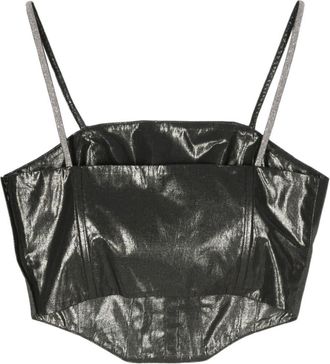 PESERICO Womens Lam&eacute; Corset Crop Top Ss24 W