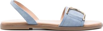 Geox Naileen buckle slingback sandals - women - Calf Suede/Rubber/Calf Leather - 41 - Blue