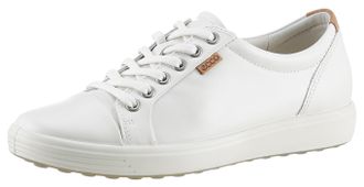 Ecco Sneaker ECCO SOFT 7 W, Damen, Gr. 35, beige (creme), Leder, Schuhe Sneaker, mit Label, Freizeitschuh, Halbschuh, Schn&uuml;rschuh, schmale Form