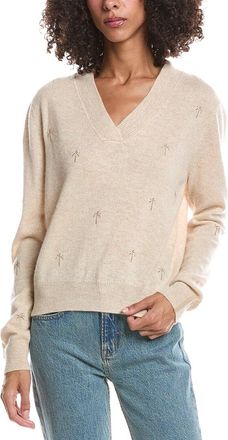 Brodie Embroidered V-Neck Cashmere Sweater