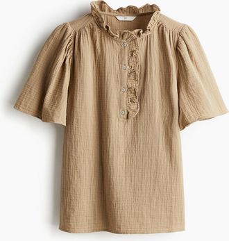 H&M Musselinbluse mit Volantbesatz - Beige