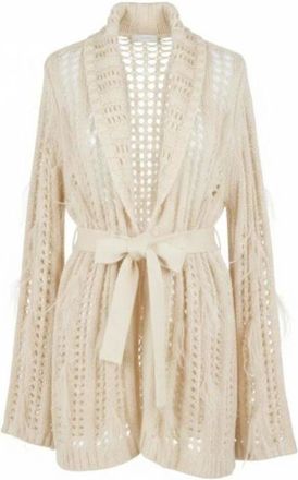 Twinset Madreperla Embellished Open Cardigan - Knitwear - Mujer - Beige - M