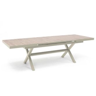 Oviala Tabla extensible de 10 plazas de aluminio y cer&aacute;mica beige