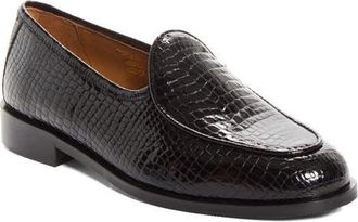 Jacques Solovi&egrave;re Jacques New Croc Embossed Patent Leather Loafer in Patent Croc Black at Nordstrom, Size 42.5