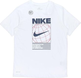 Nike Dri-FIT Geometry Pattern Logo Printing Quick-dry Sports T-Shirt Mens White DA1773-100