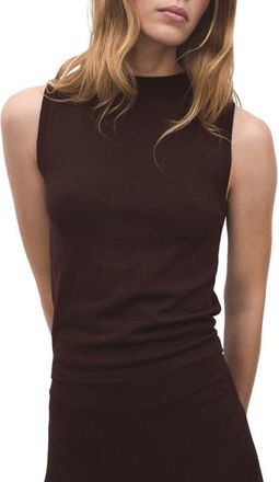 Mango Mock Neck Sweater Tank in Chocolate at Nordstrom, Size X-Small