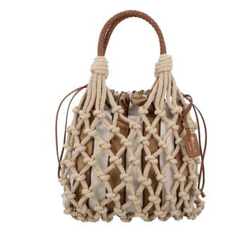 Prada Nou&eacute; Medium Cotton Macram&eacute; Bag - female - Prada - Handbags - Beige - ONE SIZE - Bags