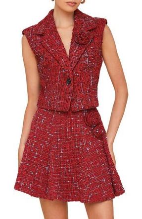 Avec Les Filles Tweed One-Button Vest in Red/Blue at Nordstrom Rack, Size Small