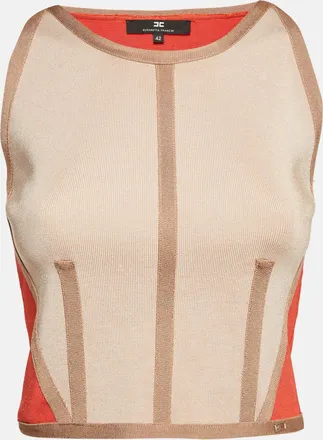 Elisabetta Franchi Orange Knit Sleeveless Top