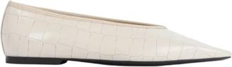 Toteme Minimalistische ballerinas met crocoprint - Dames - Ballerinas - Beige - 37 EU - Leer - Schoenen