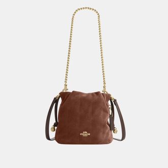 Coach Womens Faye Mini Drawstring Bag With Quilting - Brown Leather - One Size