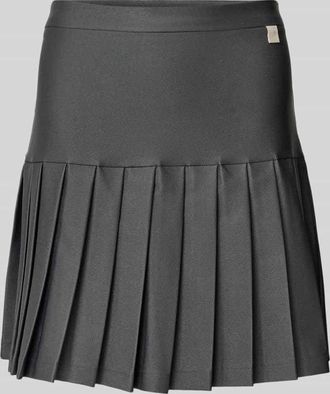 Karo Kauer Minirock mit gelegten Falten in Dunkelgrau, Größe M