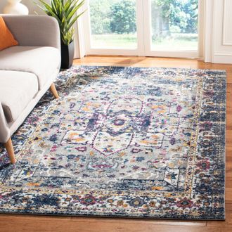 Safavieh Evoke Machine Made Area Rug, Grey / Navy Traditional Style Easy Care