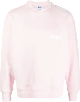 Msgm logo-print crew-neck sweatshirt - men - Cotton - M - Pink