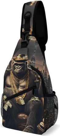 Generic Gorillas Mens Shoulder Bags Sling Crossbody Backpack Travel Hiking Chest Bag with Small Side 38x20cm
