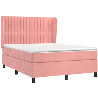 vidaXL Vidaxl - Cama Box Spring Con Colch&oacute;n Terciopelo Rosa 140x190 Cm