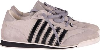 Dsquared2 Gestreepte Lage Sneakers in Lichtgrijs Su&egrave;de