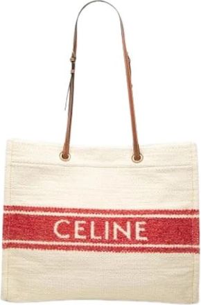 Celine Pre-owned Vintage Canvas Tote Bag - Dames - Vintage Shopper - Beige - ONE Size - Leer - Vintage