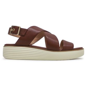 Cole Haan OriginalGrand Platform Leather Womens Comfort Sandals - UK 4 - US 6.5 Women - EU 37 - Dark Cuoio Ivory - Size:UK 4