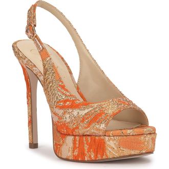 Jessica Simpson Sibilla Slingback Platform Sandal in Tangerine at Nordstrom, Size 9.5