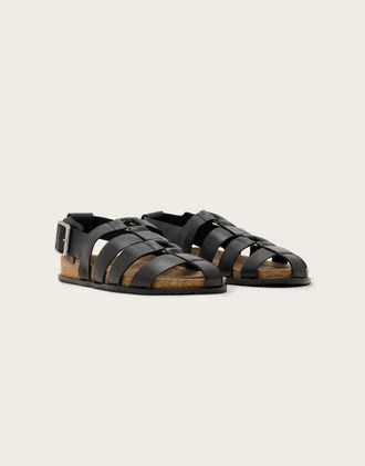 AllSaints Randal - Sabot neri in pelle intrecciata con dettaglio ad anello-Nero