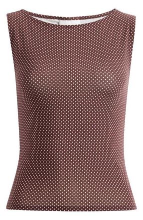 Reformation Dusk Polka Dot Knit Top in Chocolate Chip at Nordstrom, Size X-Small